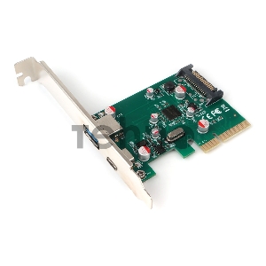 Контроллер USB  Gembird SPCR-02, в PCI, порты: 2 внешн. USB 3.0 Type-C