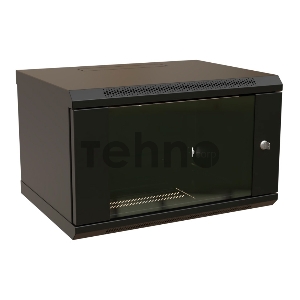Шкаф коммутационный WRline (WR-TW-0666-GP-RAL9004) настенный 6U 600x600мм пер.дв.стекл 2 бок.пан. 60кг черный 520мм 367мм IP20 сталь