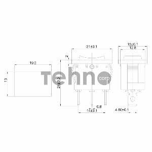 Выключатель клавишный 250V 6А (3с) ON-OFF-ON черный  с нейтралью  Mini  REXANT