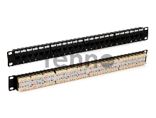 Патч-панель 19дюйм 1U RJ45 кат.5e 24 порта PP3-19-24-8P8C-C5E-110D черн. Hyperline 246095