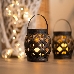 Декоративный фонарь со свечкой, плетеный корпус, бронза, размер 14х14х16,5 см, цвет теплый белый, фото 3