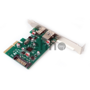 Контроллер USB  Gembird SPCR-02, в PCI, порты: 2 внешн. USB 3.0 Type-C