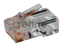 Разъем PLUG-8P8C-U-C5-100 RJ45(8P8C) под витую пару кат.5e универс. (для ож и мж кабеля) Hyperline 49377
