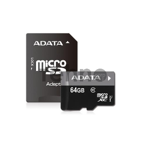 Флеш карта microSDXC 64GB ADATA  UHS-1 CL10 (AUSDX64GUICL10-RA1) + SD adaptor
