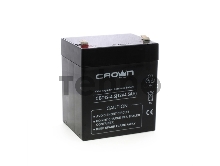 Батарея CROWN CBT-12-4.5, напряжение 12В, ёмкость  4,5 А/Ч, размеры (мм)  90х70х101, вес 1,48 кг, тип клеммы - F2, тип АКБ - свинцово кислотная с загущеным электролитом в гель, срок службы 6 лет