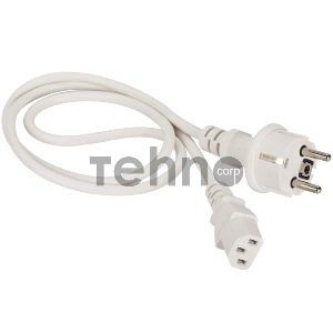 Шнур питания C13-Schuko, 3х0.75, 220В, 10А, белый, 3 метра