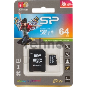 Флеш карта microSDXC 64Gb Class10 Silicon Power SP064GBSTXBU1V10-SP + adapter