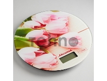 Весы настольные электронные АКСИНЬЯ КС-6503 Розовые тюльпаны: 5 кг, стекло (24)