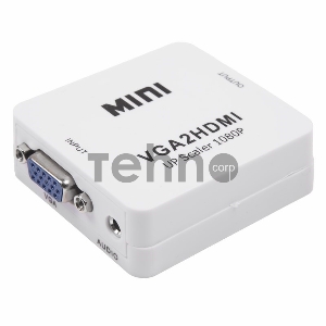 Конвертер VGA + Стерео 3,5 мм на HDMI, пластик, белый  REXANT