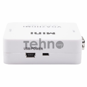 Конвертер VGA + Стерео 3,5 мм на HDMI, пластик, белый  REXANT