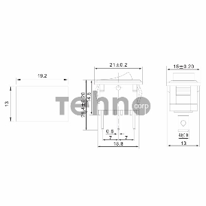 Выключатель клавишный 250V 6А (3с) (ON)-ON черный  Б/Фикс  Mini  REXANT
