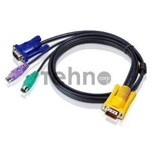 Кабель ATEN KVM Cable 2L-5203P Кабель для KVM: 2*PS/2(m)+DB15(m) (PC) -на- SPHD15(m) (KVM), 3м