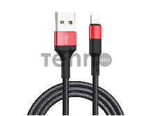 Кабель USB 2.0 hoco X26, AM/Lightning M, черно-красный, 1м