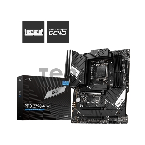 Материнская плата MSI  PRO Z790-A WIFI/Z790/LGA1700/4DDR5/3PCIEx16/1PCIEx1/4M.2/6SATA3/1USB3.2Gen2X2/4USB3 (011464)