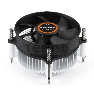 Кулер ExeGate EX286141RUS EK-11508.PWM (Al, LGA1150/1151/1155/1156/1200, TDP 75W, Fan 90mm, PWM, 1200-2600RPM, Hydro bearing, 4pin, 11-24db, 285г, с термопастой, на винтах, Retail color box)