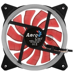 Вентилятор Aerocool REV Red , 120x120x25мм, цвет светодиодов : красный, подсветка в виде двойного кольца, 3+4-Pin, 1200 об/мин, 41,3 CFM, 15,1 дБА
