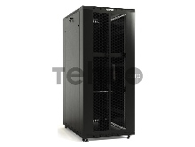 Шкаф серверный Hyperline (TTB-4261-DD-RAL9004) напольный 42U 600x1000мм пер.дв.перфор.2ств. задн.дв.перфор.2-хст. 2 бок.пан. 800кг черный 910мм IP20 сталь