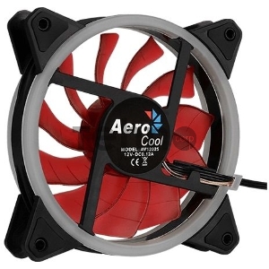 Вентилятор Aerocool REV Red , 120x120x25мм, цвет светодиодов : красный, подсветка в виде двойного кольца, 3+4-Pin, 1200 об/мин, 41,3 CFM, 15,1 дБА