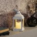 Декоративный фонарь со свечкой, белый корпус, размер 10.5х10.5х22,35 см, цвет ТЕПЛЫЙ БЕЛЫЙ, фото 1