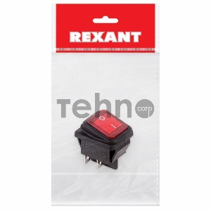 Выключатель клавишный 250V 15А (4с) ON-OFF красный  с подсветкой  ВЛАГОЗАЩИТА  (RWB-507)  REXANT Индивидуальная упаковка 1 шт