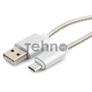 Кабель USB 2.0 Cablexpert CC-G-mUSB02S-0.5M, AM/microB, серия Gold, длина 0.5м, серебро, блистер