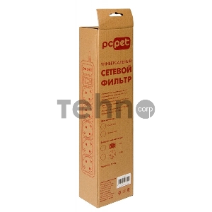 Сетевой фильтр PC Pet AP01006-E-GR 1.8м (5 розеток) серый