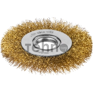 Щетка дисковая для УШМ, витая стальная латунированная проволока 0,3 мм, d=100 мм, MIRAX 35141-100