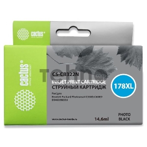 Картридж струйный Cactus CS-CB322N фото черный для №178XL HP PhotoSmart B8553/C5383/C6383/D5463 (12m