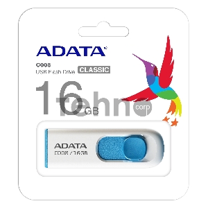 Флеш Диск AData 16Gb C008 AC008-16G-RWE USB2.0 белый