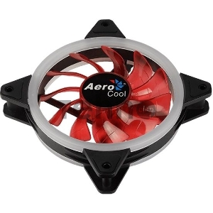 Вентилятор Aerocool REV Red , 120x120x25мм, цвет светодиодов : красный, подсветка в виде двойного кольца, 3+4-Pin, 1200 об/мин, 41,3 CFM, 15,1 дБА