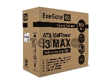 Корпус Miditower ExeGate i3 MAX-PPH500 (eATX, БП 500PPH 80+Bronze 12см, 2*USB+1*USB3.0, HD аудио, черный, 4 вент. 12см с RGB подсветкой, контроллер + ПДУ, ARGB MB кабель, пылевые фильтры, передняя и боковая панели - закаленное стекло)