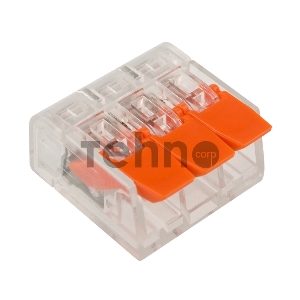 Клемма соединительная рычажковая компактная REXANT 3-проводная, прозрачная, 0.14-4 мм² (20 шт./уп.)