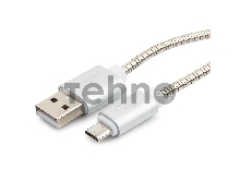 Кабель USB 2.0 Cablexpert CC-G-mUSB02S-1.8M, AM/microB, серия Gold, длина 1.8м, серебро, блистер