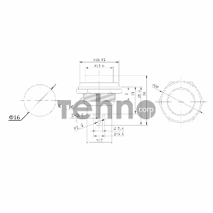 Выключатель-кнопка  металл 250V 2А (2с) (ON)-OFF  Ø16.2  синяя  REXANT