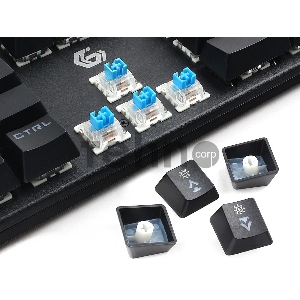 Клавиатура механ Gembird KB-G550L, USB, черн, переключатели Outemu Blue, 104 клавиши, подсветка 6 цветов 20 режимов, FN, кабель тканевый 1.8м