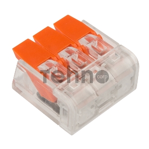 Клемма соединительная рычажковая компактная REXANT 3-проводная, прозрачная, 0.14-4 мм² (20 шт./уп.)