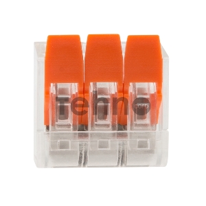 Клемма соединительная рычажковая компактная REXANT 3-проводная, прозрачная, 0.14-4 мм² (20 шт./уп.)