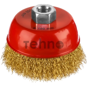 Щетка чашечная для УШМ, витая стальная латунированная проволока 0,3 мм, d=100 мм, MIRAX 35142-100