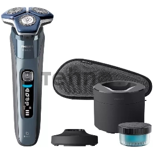 Бритва роторная Philips S7882/55 питан.:элек.сеть/аккум. синий/серебристый