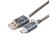 Кабель USB 2.0 Cablexpert CC-G-mUSB02Gy-1M, AM/microB, серия Gold, длина 1м, титан, блистер