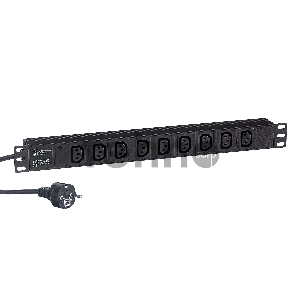 Блок розеток горизонтальный ExeGate ServerPro PDU-19H908 Al-9C13-EU3, 19, 1U, Алюминий, 9 IEC 320 C13, кабель с евровилкой VDE-250V-16A-3*1.5mm2, 3 метра, черный