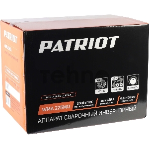 Сварочный аппарат PATRIOT WMA 225MQ (605301755)  инверторный mig/mag/mma стальной и флюс. провлокой