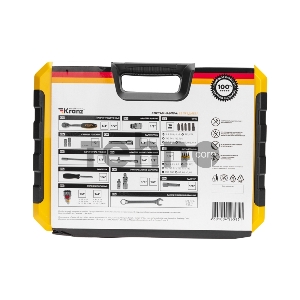 Набор инструментов, 1/2, 1/4, CrV, пластиковый кейс, 82 предмета KRANZ