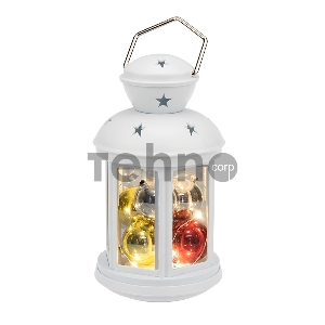 Декоративный фонарь с шариками 12х12х20,6 см, белый корпус, теплый белый цвет свечения NEON-NIGHT