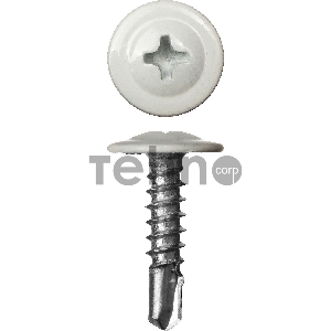 Саморезы ПШМ-С со сверлом для листового металла, 25 х 4.2 мм, 400 шт, RAL-9003 белый, ЗУБР