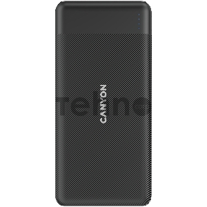 Аккумулятор CANYON PB-109 Power bank 10000mAh Li-poly battery, Input Lightning &Type C  : 5V/2A, 9V/2A PD 18W(Max), Output Type C 5V/3A,9V/2.2A,12V/1.5A 20W,  Output USB A:5V3A,9V2A,12V1.5A,18W quick charging cable 0.3m, 144*68*16mm, 0.24kg, Black