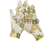 Перчатки GRINDA садовые, прозрачное PU покрытие, 13 класс вязки, бело-зеленые, размер M Перчатки GRINDA садовые, прозрачное PU покрытие, 13 класс вязки, бело-зеленые, размер M