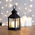 Декоративный фонарь со свечкой, черный корпус, размер 10.5х10.5х24 см, цвет ТЕПЛЫЙ БЕЛЫЙ, фото 1
