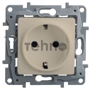Розетка 2К+З, на винтах, защ. шт., сл. кость ETIKA 
