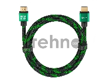 Greenconnect Кабель 3.0m HDMI версия 2.0, HDR 4:2:2, Ultra HD, 4K 60 fps 60Hz/5K*30Hz, 3D, AUDIO, 18.0 Гбит/с, 28/28 AWG, OD7.3mm, тройной экран, BICOLOR нейлон, AL корпус зеленый, GCR-51487 Greenconnect Кабель 3.0m HDMI версия 2.0, HDR 4:2:2, Ultra HD, 4K 60 fps 60Hz/5K*30Hz, 3D, AUDIO, 18.0 Гбит/с, 28/28 AWG, OD7.3mm, тройной экран, BICOLOR нейлон, AL корпус зеленый, GCR-51487